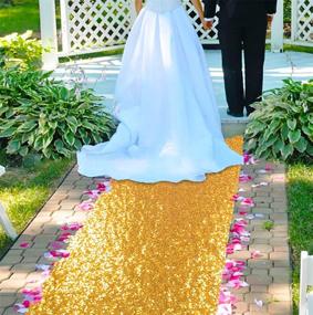 img 4 attached to Свадебная дорожка ShinyBeauty размером 4 фута на 15 футов с золотым блестками для церемонии