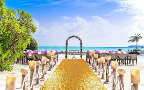 img 1 attached to Свадебная дорожка ShinyBeauty размером 4 фута на 15 футов с золотым блестками для церемонии