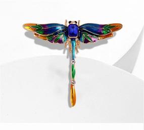 img 3 attached to ENATRENDY Rhinesone Brooches Colorful Dragonfly