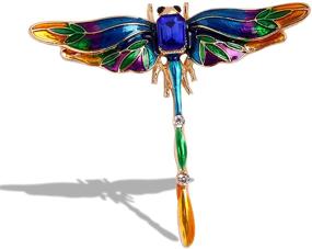 img 4 attached to ENATRENDY Rhinesone Brooches Colorful Dragonfly