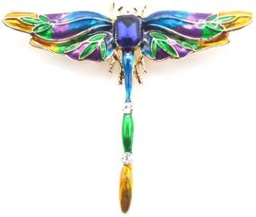 img 1 attached to ENATRENDY Rhinesone Brooches Colorful Dragonfly