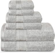 🛀 trident soft and plush 100% cotton towel set - super soft and highly absorbent bathroom towels - 6 piece silver set with bath, hand, and washcloth towels logo
