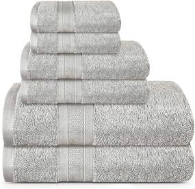 img 4 attached to 🛀 TRIDENT Soft and Plush 100% Cotton Towel Set - Super Soft and Highly Absorbent Bathroom Towels - 6 Piece Silver Set with Bath, Hand, and Washcloth Towels