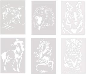 img 2 attached to Animal Drawing Stencils Set: Wolf Lion Tiger Horse Dragon Cat Templates for Art Projects, Crafts and Kids Creation - 6Pcs (7x10.24 Inches)