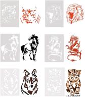 animal drawing stencils set: wolf lion tiger horse dragon cat templates for art projects, crafts and kids creation - 6pcs (7x10.24 inches) logo