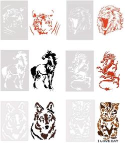 img 4 attached to Animal Drawing Stencils Set: Wolf Lion Tiger Horse Dragon Cat Templates for Art Projects, Crafts and Kids Creation - 6Pcs (7x10.24 Inches)