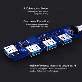 img 1 attached to 🖥️ RSHTECH Алюминиевый USB хаб 3.0 сплиттер - Ультратонкий 4-портовый USB 3.0 хаб для ноутбука и ПК (черный)