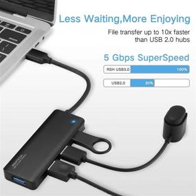 img 3 attached to 🖥️ RSHTECH Aluminum USB Hub 3.0 Splitter - Ultra Slim 4 Port USB 3.0 Data Hub for Laptop and PC (Black)