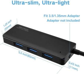 img 2 attached to 🖥️ RSHTECH Алюминиевый USB хаб 3.0 сплиттер - Ультратонкий 4-портовый USB 3.0 хаб для ноутбука и ПК (черный)