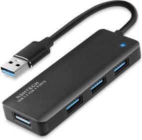 img 4 attached to 🖥️ RSHTECH Aluminum USB Hub 3.0 Splitter - Ultra Slim 4 Port USB 3.0 Data Hub for Laptop and PC (Black)