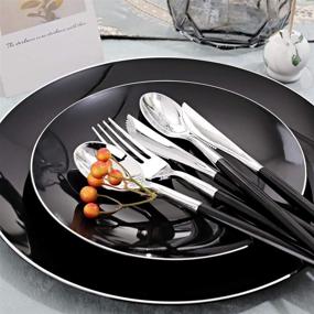 img 1 attached to 🍽️ DaYammi 30 Guests: Elegant Silver Black Plastic Plates & Disposable Silverware Set with Black Handle - Perfect Black & Silver Plastic Dinnerware for Parties & Weddings