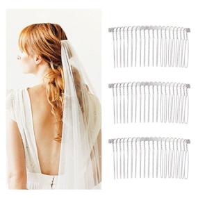 img 2 attached to 📎 20-Pack Silver Metal Hair Combs with 20 Teeth - Wire Twist Clips for Wedding Bridal Veil, Decorative Headpiece, French Twist Updo, Bun Accessories