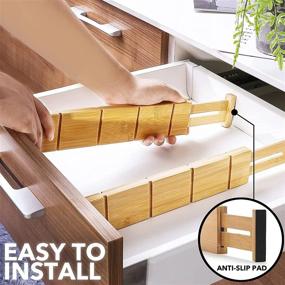 img 1 attached to 🗂️ Organize Your Space with SpaceAid Bamboo Drawer Dividers - Adjustable, Expandable, and Labeled for Kitchen, Office, Dressers, and Bathrooms