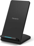 📱 hevanto qi-certified fast wireless charging stand - 15w charger for iphone 12/12 pro/12 mini/se/11/11 pro/xs/xr/xs max/x/8/8 plus, samsung s20/s10/note10 - compatible with all qi-enabled phones (ac adapter not included) logo