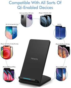 img 2 attached to 📱 Hevanto Qi-Certified Fast Wireless Charging Stand - 15W Charger for iPhone 12/12 Pro/12 Mini/SE/11/11 Pro/Xs/XR/Xs Max/X/8/8 Plus, Samsung S20/S10/Note10 - Compatible with All QI-Enabled Phones (AC Adapter Not Included)