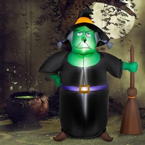 img 4 attached to 🎃 HOOJO 7 FT Witch Halloween Inflatable Outdoor Decoration: Spook Up Your Yard with LED Lights!