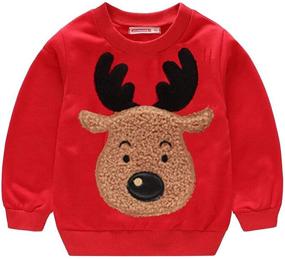 img 4 attached to Sweatshirts Christmas Reindeer Crewneck Pullover Boys' Clothing for Active