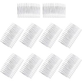 img 4 attached to Pangda 10-Piece Hair Clip Combs: Clear Plastic Bridal Wedding Veil Combs with 14 Teeth