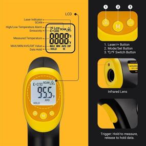 img 3 attached to 🌡️ INKBIRDPLUS INK-IFT04 Laser Thermometer: Accurate Infrared Thermometer with LCD Color Display, Adjustable Emissivity for Cooking, Pizza Oven, Meat, BBQ Grill, Freezer, Industrial Use