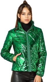 img 4 attached to Womens Holographic Quilting Metallic Coats, Jackets, and Vests by Allegra