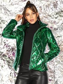 img 3 attached to Womens Holographic Quilting Metallic Coats, Jackets, and Vests by Allegra