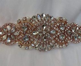 img 2 attached to Bridal Sash Belt with Rhinestone Applique, Crystals, Pearls - Sew-On or Glue for DIY Wedding Accessory