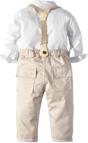 img 3 attached to 👦✨ Stylish Toddler Boy Gentleman Clothes Sets: Long Sleeve Shirts + Suspender Pants Outfit Suit
