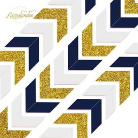 img 1 attached to Nicrolandee Navy Blue Paper Arrow Banner: Tribal Nautical Party Decorations with Gold Glitter Chevron Design - Ideal for Baby Shower, Birthday, and Bachelorette Parties