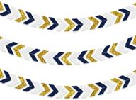 nicrolandee navy blue paper arrow banner: tribal nautical party decorations with gold glitter chevron design - ideal for baby shower, birthday, and bachelorette parties logo