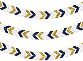 img 4 attached to Nicrolandee Navy Blue Paper Arrow Banner: Tribal Nautical Party Decorations with Gold Glitter Chevron Design - Ideal for Baby Shower, Birthday, and Bachelorette Parties