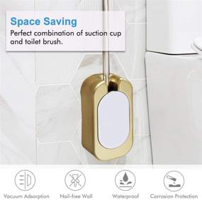 img 2 attached to 🧻 SUNTAI Wall-Mounted Toilet Brush Holder with Stainless Steel Handle, Covered Brush, Gold Plating, Compact Bathroom Brush