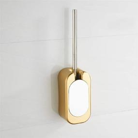 img 3 attached to 🧻 SUNTAI Wall-Mounted Toilet Brush Holder with Stainless Steel Handle, Covered Brush, Gold Plating, Compact Bathroom Brush