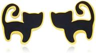 stylish sepfavo cat stud earrings: adorable black kitty hypoallergenic earrings for girls & women - perfect gift! logo