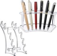 🖊️ teling plastic pen holder stand - organize your pens in style with 6-slot pen display rack for school, office, home, and store (clear, 2 pieces) логотип