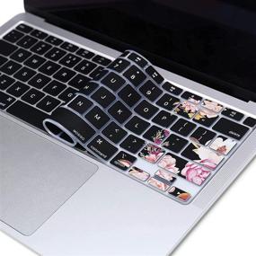 img 2 attached to 🌸 MOSISO Чехол с рисунком пионов для MacBook Air 13 дюймов 2020 года, модель A2337 M1 A2179 с Retina-дисплеем, с функцией Touch ID и подсветкой клавиатуры Magic Keyboard - водонепроницаемая силиконовая пленка, черного цвета.