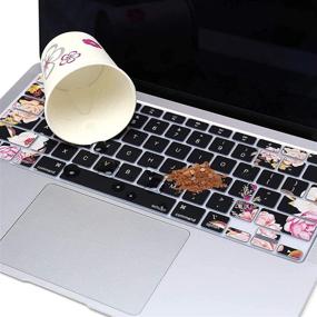 img 1 attached to 🌸 MOSISO Чехол с рисунком пионов для MacBook Air 13 дюймов 2020 года, модель A2337 M1 A2179 с Retina-дисплеем, с функцией Touch ID и подсветкой клавиатуры Magic Keyboard - водонепроницаемая силиконовая пленка, черного цвета.