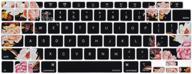 🌸 mosiso чехол с рисунком пионов для macbook air 13 дюймов 2020 года, модель a2337 m1 a2179 с retina-дисплеем, с функцией touch id и подсветкой клавиатуры magic keyboard - водонепроницаемая силиконовая пленка, черного цвета. логотип