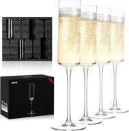 🥂 jbho classy champagne flutes, edge champagne glass gift pack - set of 4, 6oz - modern elegant, practical & versatile - lead-free premium hand blown crystal логотип