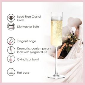 img 1 attached to 🥂 JBHO Classy Champagne Flutes, Edge Champagne Glass Gift Pack - Set of 4, 6oz - Modern Elegant, Practical & Versatile - Lead-Free Premium Hand Blown Crystal