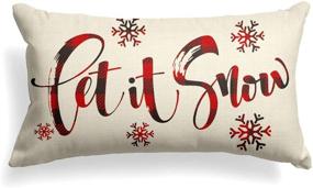 img 4 attached to 🎄 AVOIN Buffalo Plaid Let it Snow Throw Pillow Cover, 12 x 20 Inch for Winter Christmas Holiday Farmhouse Decorative Cushion Case - Sofa Couch Decoration