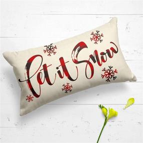 img 1 attached to 🎄 AVOIN Buffalo Plaid Let it Snow Throw Pillow Cover, 12 x 20 Inch for Winter Christmas Holiday Farmhouse Decorative Cushion Case - Sofa Couch Decoration