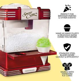 img 3 attached to ❄️ Nostalgia Countertop Snow Cone Maker RSM602 - Create 20 Icy Treats with 2 Reusable Plastic Cups & Ice Scoop - Retro Red