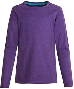 img 1 attached to Hanes Long Sleeve Crewneck T Shirt_Purple Crush_XS