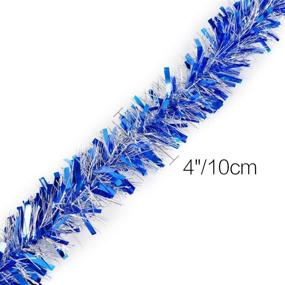 img 2 attached to 🎄 Super Holiday 4" Tinsel Twist Garland: 30Ft Artificial Garland for Christmas Tree & 4th of July Decorations - Blue/Silver | Ideal for Holiday Events, Wedding & Birthday Parties