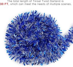 img 3 attached to 🎄 Super Holiday 4" Tinsel Twist Garland: 30Ft Artificial Garland for Christmas Tree & 4th of July Decorations - Blue/Silver | Ideal for Holiday Events, Wedding & Birthday Parties