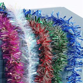 img 1 attached to 🎄 Super Holiday 4" Tinsel Twist Garland: 30Ft Artificial Garland for Christmas Tree & 4th of July Decorations - Blue/Silver | Ideal for Holiday Events, Wedding & Birthday Parties