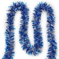 🎄 super holiday 4" tinsel twist garland: 30ft artificial garland for christmas tree & 4th of july decorations - blue/silver | ideal for holiday events, wedding & birthday parties logo