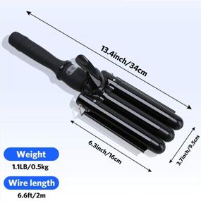 img 2 attached to Черный волнорез для волос: 3-барельный завивальник с LCD-дисплеем температуры и регулируемой длиной 1 дюйм - быстрый нагрев - долговременные завитки - идеальный стайлер для волн для волос горячие инструменты для женщин/девушек