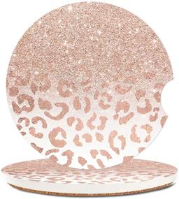 img 4 attached to 🐆 Sparkling Leopard Absorbent Coasters: Glittery Holders for Your Beverages!