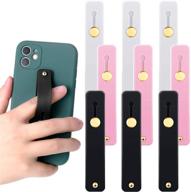 weewooday 9-piece phone grip holders in assorted chic colors – telescopic finger strap stretch band loop grips for smartphones & small tablets with finger kickstand feature logo